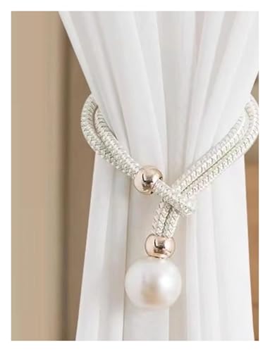 LUYSGBXR Raffhalter Für Vorhänge Vorhanggurte, EIN Paar Gaze-Vorhangschnallen, Krawattenbänder, dekorative Accessoires(White) von LUYSGBXR