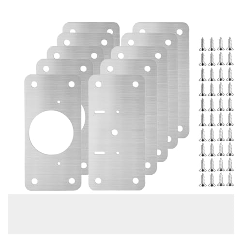 LUYSGBXR Schrank Scharniere 10/2 Stück Schrankscharnier-Reparaturplatten-Set, Edelstahl-Türscharnier-Montageplatte mit Löchern for Zuhause, Küche, Schrank, Möbel(10Pcs-(5PAIRS)) von LUYSGBXR