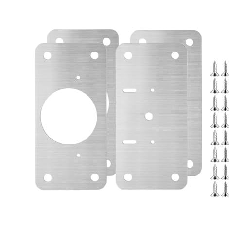 LUYSGBXR Schrank Scharniere 10/2 Stück Schrankscharnier-Reparaturplatten-Set, Edelstahl-Türscharnier-Montageplatte mit Löchern for Zuhause, Küche, Schrank, Möbel(4Pcs-(2PAIRS)) von LUYSGBXR