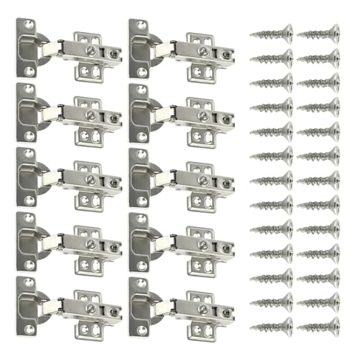 LUYSGBXR Schrank Scharniere 10/20 Stück Schrankscharniere, vollflächige Stummschaltung, Schranktürscharniere, Stellschrauben, kaltgewalzter Stahl, Soft-Close-Scharniere, 95°-105° Öffnung(20 pcs) von LUYSGBXR