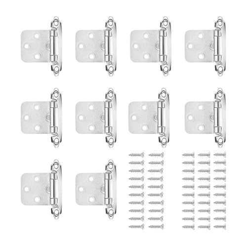 LUYSGBXR Schrank Scharniere 10 Stück selbstschließende Overlay-Schrankscharniere, robuste Türscharniere, Schrankscharniere for Haushaltsdekor-Hardware(Nickel) von LUYSGBXR