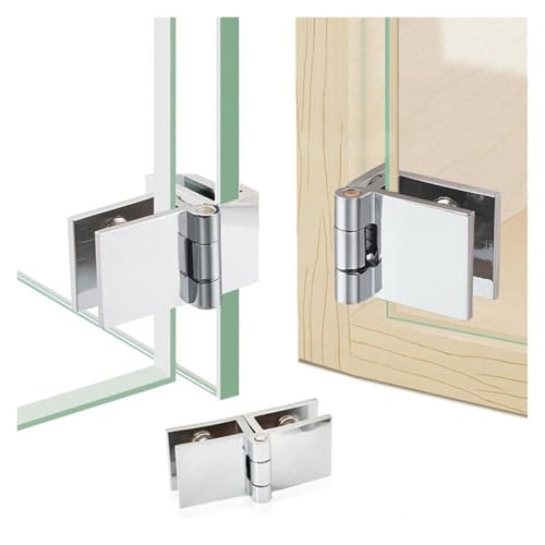 LUYSGBXR Schrank Scharniere 4 stücke 90 180 Grad Bilaterale Clip Hause Einfach Installieren Glas Klemme Zink Praktische Langlebige Schrank Tür Scharnier Bad möbel Schrank(90 Degree) von LUYSGBXR