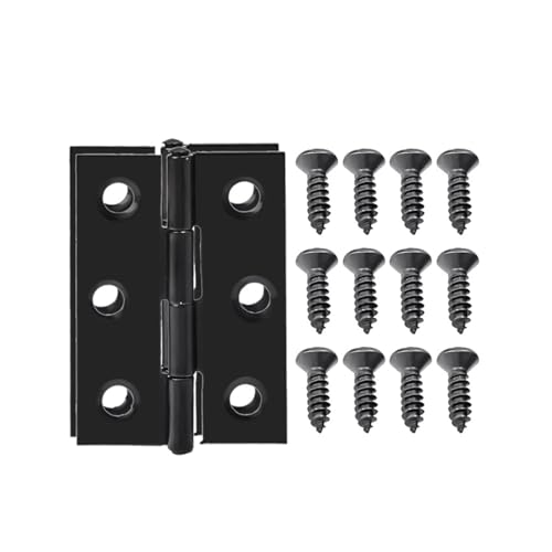 LUYSGBXR Schrank Scharniere Schwarze Türscharniere, Edelstahl-Stoßscharniere mit Schrauben, Schrankschublade, Möbelscharniere, Montageplatte, Flache Befestigungsklammern(2 Sets) von LUYSGBXR