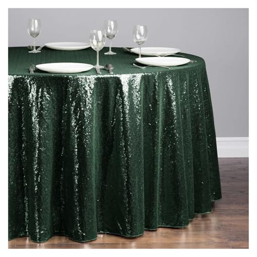 LUYSGBXR Tischdecke Rund 1 stücke Pailletten Tischdecke Glitter Runde Tischdecke Rose Gold Silber Tischdecke for Hochzeit Party Geburtstag Hause Bankett Dekoration(Dark Green,Diameter 1.8M) von LUYSGBXR