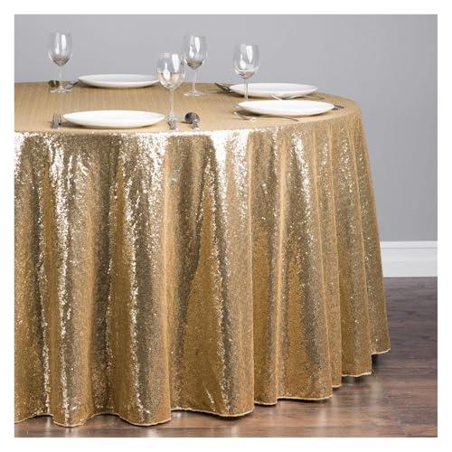 LUYSGBXR Tischdecke Rund 1 stücke Pailletten Tischdecke Glitter Runde Tischdecke Rose Gold Silber Tischdecke for Hochzeit Party Geburtstag Hause Bankett Dekoration(Deep Champagne,Diameter 0.8M) von LUYSGBXR