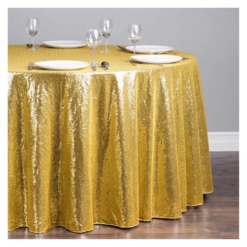 LUYSGBXR Tischdecke Rund 1 stücke Pailletten Tischdecke Glitter Runde Tischdecke Rose Gold Silber Tischdecke for Hochzeit Party Geburtstag Hause Bankett Dekoration(Gold,Diameter 0.8M) von LUYSGBXR