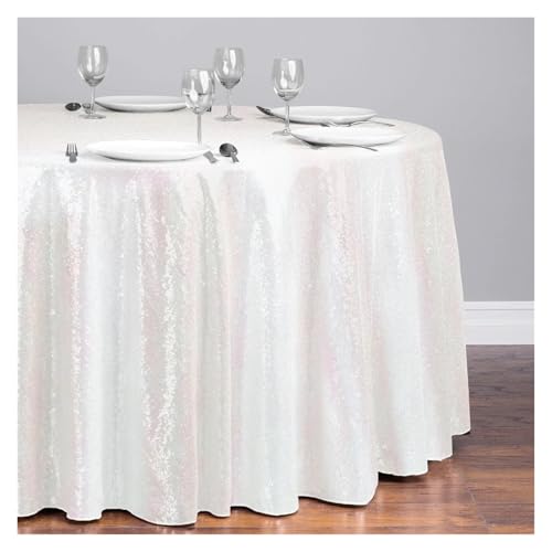 LUYSGBXR Tischdecke Rund 1 stücke Pailletten Tischdecke Glitter Runde Tischdecke Rose Gold Silber Tischdecke for Hochzeit Party Geburtstag Hause Bankett Dekoration(Ivory,Diameter 1.8M) von LUYSGBXR