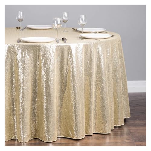 LUYSGBXR Tischdecke Rund 1 stücke Pailletten Tischdecke Glitter Runde Tischdecke Rose Gold Silber Tischdecke for Hochzeit Party Geburtstag Hause Bankett Dekoration(Light Champagne,Diameter 0.8M) von LUYSGBXR