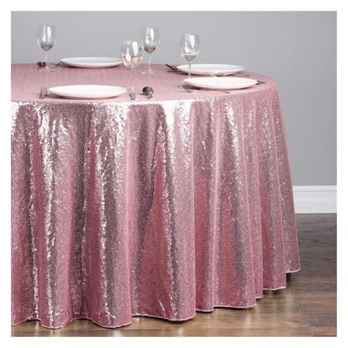 LUYSGBXR Tischdecke Rund 1 stücke Pailletten Tischdecke Glitter Runde Tischdecke Rose Gold Silber Tischdecke for Hochzeit Party Geburtstag Hause Bankett Dekoration(Light pink,Diameter 1.8M) von LUYSGBXR
