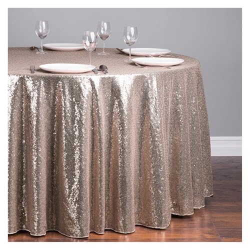LUYSGBXR Tischdecke Rund 1 stücke Pailletten Tischdecke Glitter Runde Tischdecke Rose Gold Silber Tischdecke for Hochzeit Party Geburtstag Hause Bankett Dekoration(Rose Gold,Diameter 0.6M) von LUYSGBXR