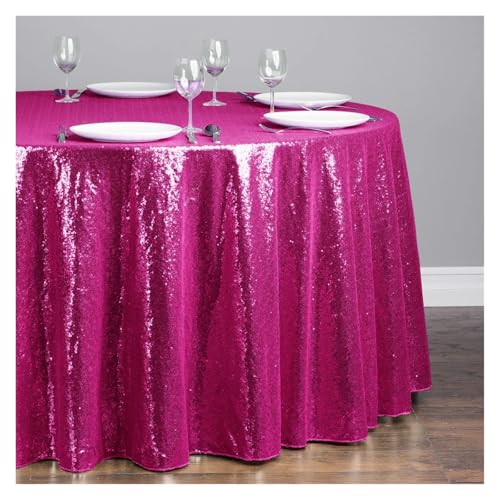 LUYSGBXR Tischdecke Rund 1 stücke Pailletten Tischdecke Glitter Runde Tischdecke Rose Gold Silber Tischdecke for Hochzeit Party Geburtstag Hause Bankett Dekoration(Rose red,Diameter 1.2M) von LUYSGBXR