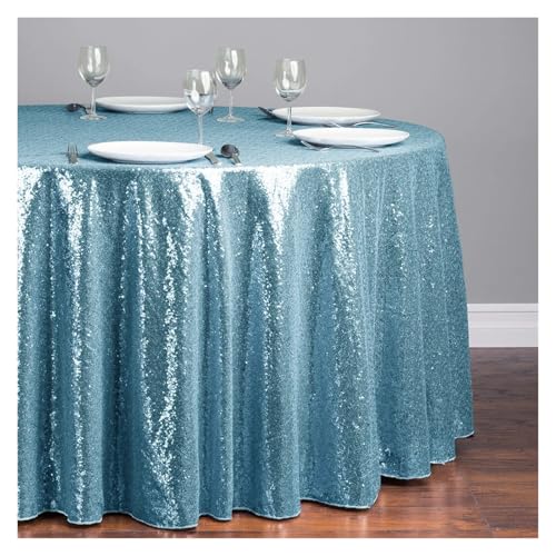 LUYSGBXR Tischdecke Rund 1 stücke Pailletten Tischdecke Glitter Runde Tischdecke Rose Gold Silber Tischdecke for Hochzeit Party Geburtstag Hause Bankett Dekoration(Tiffany,Diameter 1.8M) von LUYSGBXR