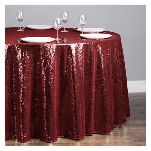 LUYSGBXR Tischdecke Rund 1 stücke Pailletten Tischdecke Glitter Runde Tischdecke Rose Gold Silber Tischdecke for Hochzeit Party Geburtstag Hause Bankett Dekoration(Wine red,Diameter 0.8M) von LUYSGBXR