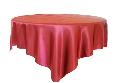 LUYSGBXR Tischdecke Rund 175 cm/180 cm/228 cm Quadratische Runde Tischdecke Satin Stoff Solide Tischdecken Abdeckung Hochzeit Party Bankett Hause Tisch Dekor(Burgundy,90x90inch-228x228cm) von LUYSGBXR