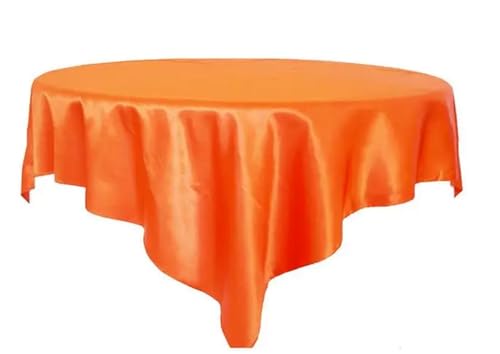 LUYSGBXR Tischdecke Rund 175 cm/180 cm/228 cm Quadratische Runde Tischdecke Satin Stoff Solide Tischdecken Abdeckung Hochzeit Party Bankett Hause Tisch Dekor(Coral orrange,90x90inch-228x228cm) von LUYSGBXR