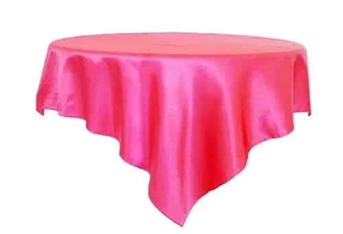 LUYSGBXR Tischdecke Rund 175 cm/180 cm/228 cm Quadratische Runde Tischdecke Satin Stoff Solide Tischdecken Abdeckung Hochzeit Party Bankett Hause Tisch Dekor(Fuchsia,69x69inch-175x175cm) von LUYSGBXR