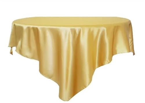 LUYSGBXR Tischdecke Rund 175 cm/180 cm/228 cm Quadratische Runde Tischdecke Satin Stoff Solide Tischdecken Abdeckung Hochzeit Party Bankett Hause Tisch Dekor(Gold,69x69inch-175x175cm) von LUYSGBXR