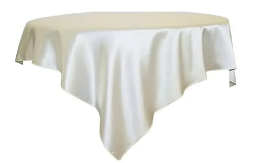 LUYSGBXR Tischdecke Rund 175 cm/180 cm/228 cm Quadratische Runde Tischdecke Satin Stoff Solide Tischdecken Abdeckung Hochzeit Party Bankett Hause Tisch Dekor(Ivory,69x69inch-175x175cm) von LUYSGBXR