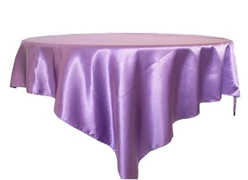 LUYSGBXR Tischdecke Rund 175 cm/180 cm/228 cm Quadratische Runde Tischdecke Satin Stoff Solide Tischdecken Abdeckung Hochzeit Party Bankett Hause Tisch Dekor(Lavender,90x90inch-228x228cm) von LUYSGBXR