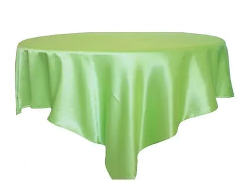 LUYSGBXR Tischdecke Rund 175 cm/180 cm/228 cm Quadratische Runde Tischdecke Satin Stoff Solide Tischdecken Abdeckung Hochzeit Party Bankett Hause Tisch Dekor(Light Green,71x71inch-180x180cm) von LUYSGBXR