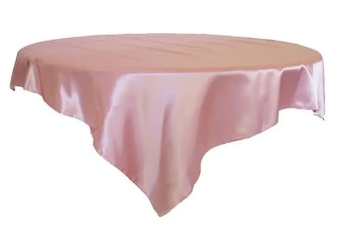 LUYSGBXR Tischdecke Rund 175 cm/180 cm/228 cm Quadratische Runde Tischdecke Satin Stoff Solide Tischdecken Abdeckung Hochzeit Party Bankett Hause Tisch Dekor(Pink,90x90inch-228x228cm) von LUYSGBXR
