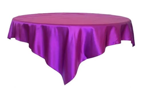 LUYSGBXR Tischdecke Rund 175 cm/180 cm/228 cm Quadratische Runde Tischdecke Satin Stoff Solide Tischdecken Abdeckung Hochzeit Party Bankett Hause Tisch Dekor(Plum,69x69inch-175x175cm) von LUYSGBXR