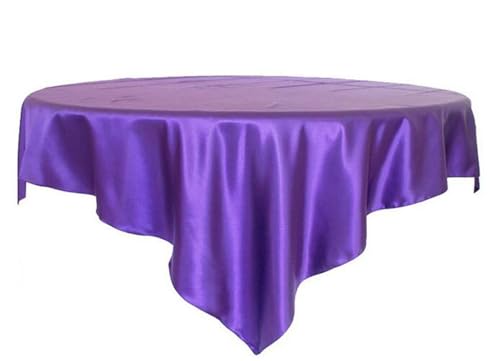 LUYSGBXR Tischdecke Rund 175 cm/180 cm/228 cm Quadratische Runde Tischdecke Satin Stoff Solide Tischdecken Abdeckung Hochzeit Party Bankett Hause Tisch Dekor(Purple,69x69inch-175x175cm) von LUYSGBXR