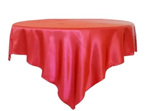LUYSGBXR Tischdecke Rund 175 cm/180 cm/228 cm Quadratische Runde Tischdecke Satin Stoff Solide Tischdecken Abdeckung Hochzeit Party Bankett Hause Tisch Dekor(Red,71x71inch-180x180cm) von LUYSGBXR