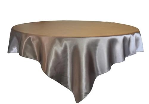 LUYSGBXR Tischdecke Rund 175 cm/180 cm/228 cm Quadratische Runde Tischdecke Satin Stoff Solide Tischdecken Abdeckung Hochzeit Party Bankett Hause Tisch Dekor(Silver,71x71inch-180x180cm) von LUYSGBXR