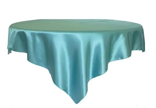LUYSGBXR Tischdecke Rund 175 cm/180 cm/228 cm Quadratische Runde Tischdecke Satin Stoff Solide Tischdecken Abdeckung Hochzeit Party Bankett Hause Tisch Dekor(Turquoise,90x90inch-228x228cm) von LUYSGBXR
