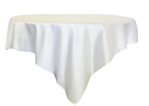 LUYSGBXR Tischdecke Rund 175 cm/180 cm/228 cm Quadratische Runde Tischdecke Satin Stoff Solide Tischdecken Abdeckung Hochzeit Party Bankett Hause Tisch Dekor(White,71x71inch-180x180cm) von LUYSGBXR