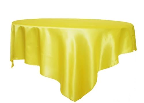 LUYSGBXR Tischdecke Rund 175 cm/180 cm/228 cm Quadratische Runde Tischdecke Satin Stoff Solide Tischdecken Abdeckung Hochzeit Party Bankett Hause Tisch Dekor(Yellow,90x90inch-228x228cm) von LUYSGBXR
