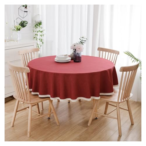 LUYSGBXR Tischdecke Rund Große runde Tischdecke aus einfarbiger Baumwolle und Leinen for den Esstisch(HS-03,100cm) von LUYSGBXR