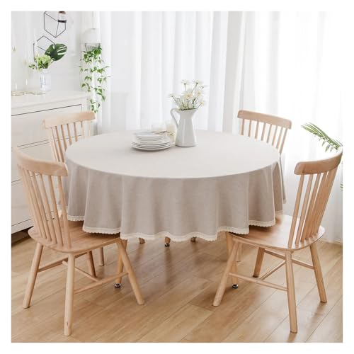 LUYSGBXR Tischdecke Rund Große runde Tischdecke aus einfarbiger Baumwolle und Leinen for den Esstisch(KM-04,120cm) von LUYSGBXR