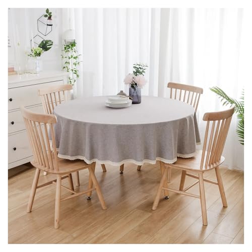 LUYSGBXR Tischdecke Rund Große runde Tischdecke aus einfarbiger Baumwolle und Leinen for den Esstisch(MH-06,180cm) von LUYSGBXR