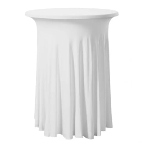 LUYSGBXR Tischdecke Rund Runde, taillierte Spandex-Cocktailtischdecke mit Rock, Party, Weihnachten, Event, Hotel, Elegante ästhetische Tischdecke in Mehreren Farben(White,60x110cm) von LUYSGBXR