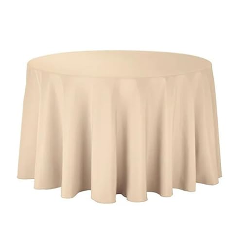 LUYSGBXR Tischdecke Rund Runde Polyester-Tischdecke in Weiß/Schwarz/Rot/Grün/Blau/Gold, solide Tischdecke for Hochzeit, Party, Heimdekoration(Champagne,Diameter 220cm) von LUYSGBXR