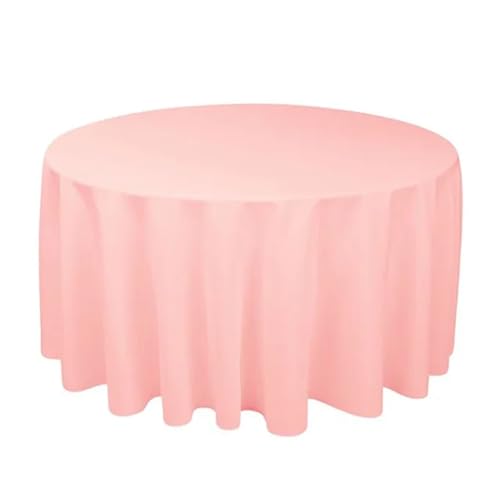 LUYSGBXR Tischdecke Rund Runde Polyester-Tischdecke in Weiß/Schwarz/Rot/Grün/Blau/Gold, solide Tischdecke for Hochzeit, Party, Heimdekoration(Coral Red,Diameter 140cm) von LUYSGBXR