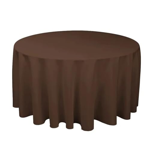 LUYSGBXR Tischdecke Rund Runde Polyester-Tischdecke in Weiß/Schwarz/Rot/Grün/Blau/Gold, solide Tischdecke for Hochzeit, Party, Heimdekoration(Dark Brown,Diameter 140cm) von LUYSGBXR