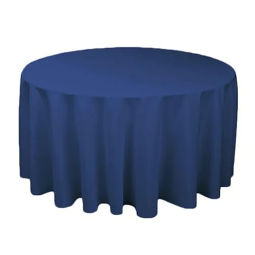 LUYSGBXR Tischdecke Rund Runde Polyester-Tischdecke in Weiß/Schwarz/Rot/Grün/Blau/Gold, solide Tischdecke for Hochzeit, Party, Heimdekoration(Deep Blue,Diameter 140cm) von LUYSGBXR