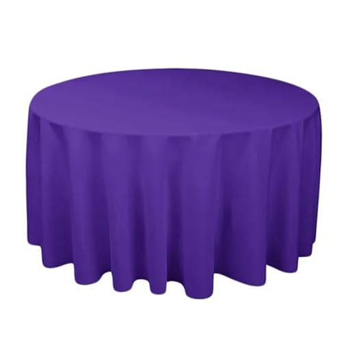 LUYSGBXR Tischdecke Rund Runde Polyester-Tischdecke in Weiß/Schwarz/Rot/Grün/Blau/Gold, solide Tischdecke for Hochzeit, Party, Heimdekoration(Deep Purple,Diameter 240cm) von LUYSGBXR