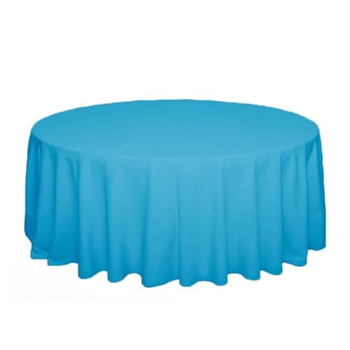 LUYSGBXR Tischdecke Rund Runde Polyester-Tischdecke in Weiß/Schwarz/Rot/Grün/Blau/Gold, solide Tischdecke for Hochzeit, Party, Heimdekoration(Lake Blue,Diameter 180cm) von LUYSGBXR