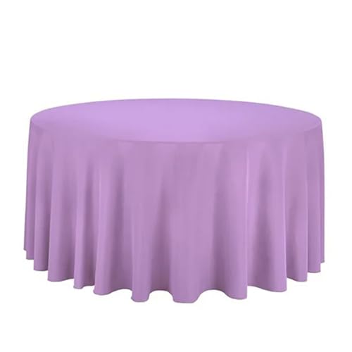 LUYSGBXR Tischdecke Rund Runde Polyester-Tischdecke in Weiß/Schwarz/Rot/Grün/Blau/Gold, solide Tischdecke for Hochzeit, Party, Heimdekoration(Light Purple,Diameter 220cm) von LUYSGBXR