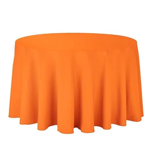 LUYSGBXR Tischdecke Rund Runde Polyester-Tischdecke in Weiß/Schwarz/Rot/Grün/Blau/Gold, solide Tischdecke for Hochzeit, Party, Heimdekoration(Orange,Diameter 160cm) von LUYSGBXR