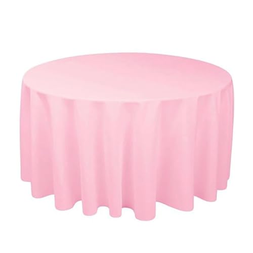 LUYSGBXR Tischdecke Rund Runde Polyester-Tischdecke in Weiß/Schwarz/Rot/Grün/Blau/Gold, solide Tischdecke for Hochzeit, Party, Heimdekoration(Pink,Diameter 220cm) von LUYSGBXR