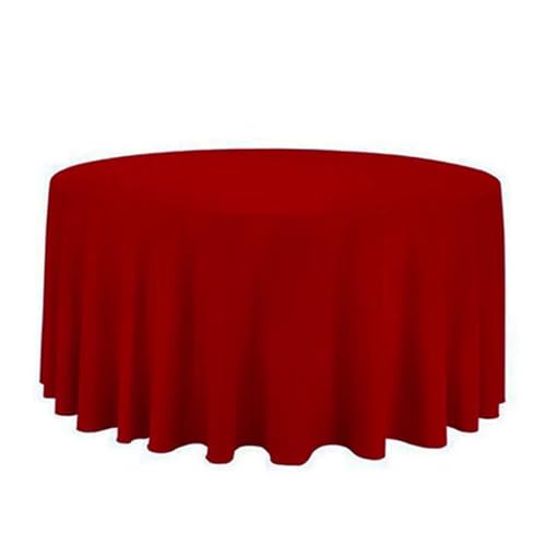 LUYSGBXR Tischdecke Rund Runde Polyester-Tischdecke in Weiß/Schwarz/Rot/Grün/Blau/Gold, solide Tischdecke for Hochzeit, Party, Heimdekoration(Red,Diameter 200cm) von LUYSGBXR