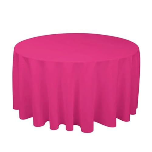 LUYSGBXR Tischdecke Rund Runde Polyester-Tischdecke in Weiß/Schwarz/Rot/Grün/Blau/Gold, solide Tischdecke for Hochzeit, Party, Heimdekoration(Rose red,Diameter 200cm) von LUYSGBXR