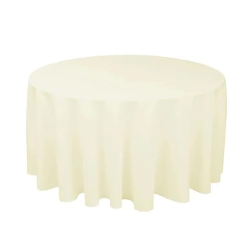 LUYSGBXR Tischdecke Rund Runde Polyester-Tischdecke in Weiß/Schwarz/Rot/Grün/Blau/Gold, solide Tischdecke for Hochzeit, Party, Heimdekoration(White,Diameter 220cm) von LUYSGBXR