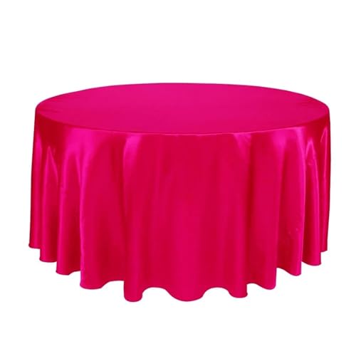 LUYSGBXR Tischdecke Rund Runde Satin-Tischdecken mit hellem, glattem Stoff, einfarbig, for Hochzeits-, Party-, Restaurant- und Bankettdekorationen(Fuchsia,120inch-305cm) von LUYSGBXR