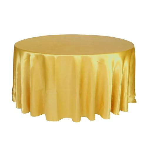 LUYSGBXR Tischdecke Rund Runde Satin-Tischdecken mit hellem, glattem Stoff, einfarbig, for Hochzeits-, Party-, Restaurant- und Bankettdekorationen(Gold1,108inch-275cm) von LUYSGBXR